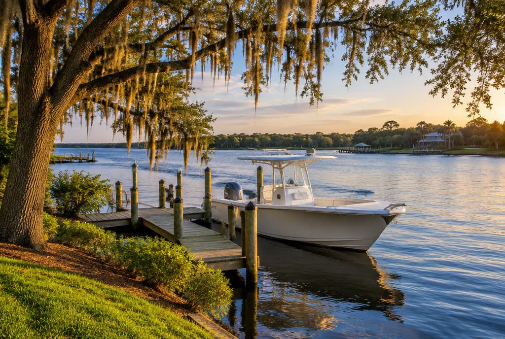 Palm City, Florida — Deep-water docks on the St. Lucie River.